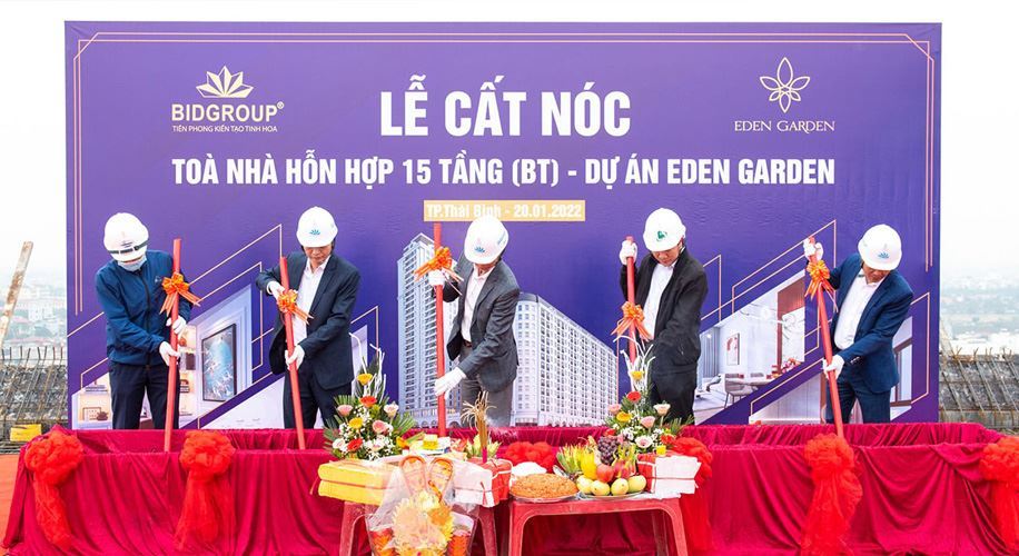 BIDGROUP – Chính thức cất nóc toà BT 15 tầng ngày 20/01 – Tổ hợp dự án Eden Garden